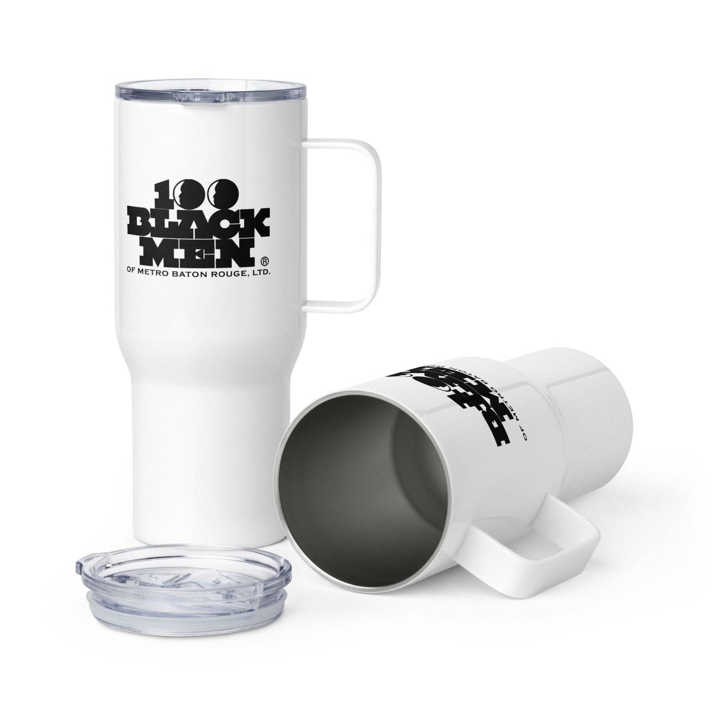 100 BLACK MEN BR Travel mug with a handle